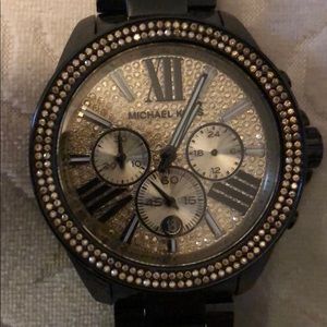 Michael kors watch black with gold rhinestones